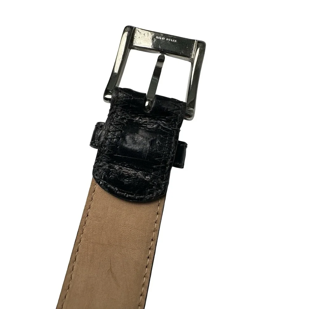 Bespoke Black Genuine Crocodile 1.25 Inch Width Mens Belt Size 36 NWOT USA